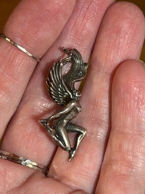 Vintage Art Nouveau STYLE Sterling Silver Naked Fairy Pendant (Please Read)